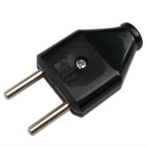 Вилка разборная General GRV-P-6-F-B-IP20, 6А, плоская, б/з, черная, IP20, 1/50/1200