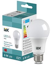Лампа LED груша Bulb A60 510lm 4000K E27  IEK
