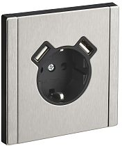 FORTE&PIANO Розетка 1-местная с заземлением с защитными шторками винтовое крепление 16А USB A+A 3,1А FP745M металл никель IEK