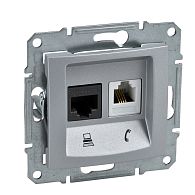 SEDNA РОЗЕТКА ДВОЙНАЯ КОМП.+ТЕЛЕФОННАЯ. RJ11+RJ45, кат.5е, неэкр. UTP, АЛЮМИНИЙ SEDNA РОЗЕТКА ДВОЙНАЯ КОМП.+ТЕЛЕФОННАЯ. RJ11+RJ45, кат.5е, неэкр. UTP, АЛЮМИНИЙ