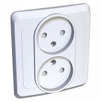 ЭТЮД скрытая установка Белый Розетка двойная без заземления со шторками Systeme Electric (Schneider Electric)