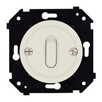 Выключатель одноклавишный (скрытый монтаж), пластик, цвет Слоновая кость матовый (клавишный) Bironi