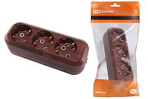 Колодка розеточная 3 гнезда 2П+3 16А 250В "Эко" (бук)  TDM