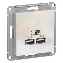 AtlasDesign Жемчуг Розетка USB 2-ая, 5В, 2,1 А Systeme Electric (Schneider Electric)