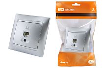 Розетка компьютерная RJ45  серебр. металлик "Лама"  TDM
