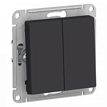 AtlasDesign Aqua Карбон Выключатель 2 клавишныйй  IP44, сх.5, 10АХ Systeme Electric (Schneider Electric)