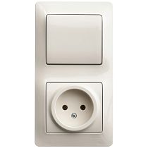 Glossa Бежевый Блок: Розетка и 1клавишный  Выключатель Systeme Electric (Schneider Electric)