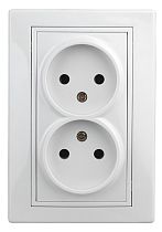 Розетка ЭРА Intro Plano 1-204-01 16А 250В белый двойная без заземления