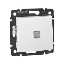 VALENA Выключатель 1-клавишный с подсветкой схема 1L 10А безвинтовое крепление белый