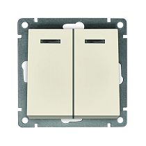Выключатель двухклавишный с подсветкой UNIVERSAL серия "Афина ", скрытой установки, 10А, 220В, слоновая кость (ivory) (еврослот)
