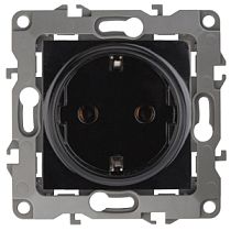 Розетка ЭРА 12 12-2001-06 16A 250В чёрный без механичечких лапок с заземлением