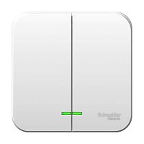 Blanca открытая установка без пласт. Белый Выключатель 2клавишный  с подсветкой  10А Systeme Electric (Schneider Electric)