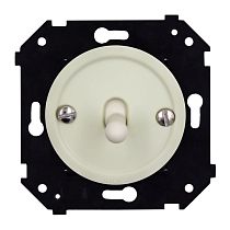 Выключатель одноклавишный проходной (скрытый монтаж), пластик, цвет Слоновая кость матовый (тумблерный) Bironi