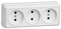 РС23-2-ОБ Розетка 3местная без заземления 10А открытое устройство ОКТАВА (белый) IEK