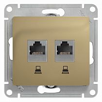 Glossa Титан Розетка компьютерная 2-ая RJ45+RJ45, категория 5E Systeme Electric (Schneider Electric)