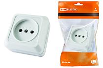 Розетка 2П открытой установки IP20 10А 250В (керамика) белая "Ладога"  TDM