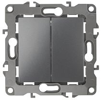 Выключатель ЭРА 12 12-1106-12 10А 250В графит проходной двухклавишный