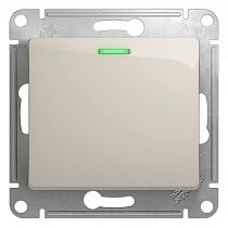 Glossa Молочный Выключатель 1 клавишный  с подсветкой  сх.1а, 10AX Systeme Electric (Schneider Electric)
