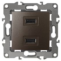Розетка USB ЭРА 12 12-4110-13 _ зарядное устройство USB 230В_5В-2100мА,бронза