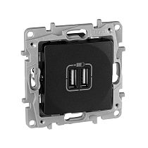 ETIKA Розетка USB A+A 15Вт антрацит ETIKA Розетка USB A+A 15Вт антрацит