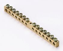 Шина нулевая 14 гр., крепеж по центру, сечение 6x9 мм, дл. 109 мм, 100А ШН-101 DEKraft