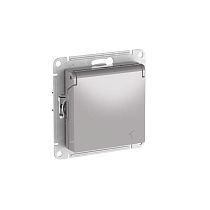 AtlasDesign Алюминий Розетка с заземл. со шторк. с крышкой, 16А,IP20, мех., быстрозажим. клемм