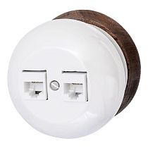 Розетка RJ45 информационная,двойная,серия "ФАБЕРЖЕ",керамика, цвет перламутр Bironi