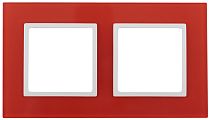 Рамка для выключателей и розеток двойная ЭРА Elegance 14-5102-23 стекло красный