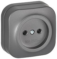 GLORY Розетка 1-местная для открытой установки без заземления без защитных шторок 10А РС20-2-ХСм сталь матовый IEK