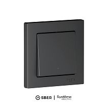 ATLASDESIGN SMART 1-кл. ВЫКЛЮЧАТЕЛЬ с подсв., Zigbee, сх.1, L+N, 10А, мех., КАРБОН