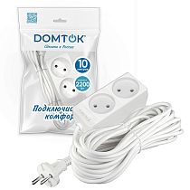 Удлинитель быт. "DOMTOK" 2гн., ПВС 2*1, 2,2кВт, б/з 10м