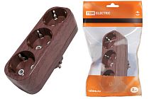 Блок на 3 гнезда 2П б/з плоский 6А 250B "Эко" (бук)  TDM