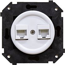 Розетка двойная компьтерная механизм + накладка,серия "ШЕДЕЛЬ", цвет белый,скрытый монтаж,цвет Белый Bironi