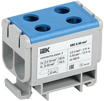 Клемма вводная силовая КВС 6-50 кв.мм. 2-рядная синяя IEK Клемма вводная силовая КВС 6-50 кв.мм. 2-рядная синяя IEK