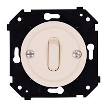 Выключатель одноклавишный проходной (скрытый монтаж), пластик, цвет Песочное золото матовый (клавишный) Bironi