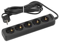 Удлинитель электрический ЭРА UX-5e-5m-B с заземлением 5 розеток 5 м ПВС 3х0,75мм2 10А черный