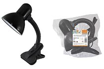 Светильник настольный прищепка 40Вт, E27, черный, (мягкая упак.) Народный TDM