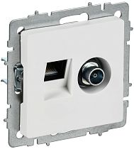 BRITE Розетка двойная TV+RJ45 кат.5E РТВ/РК12-БрАБ арктический белый IEK BRITE Розетка двойная TV+RJ45 кат.5E РТВ/РК12-БрАБ арктический белый IEK