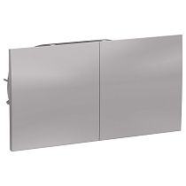 AtlasDesign Алюминий Розетка с заземлением, двойная, со шторками с крышкой, 16А, (в сборе с рамкой) Systeme Electric (Schneider Electric)