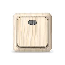 Выключатель одноклавишный с подсветкой Олимп, открытой установки, 10А, 220В, сосна UNIVERSAL