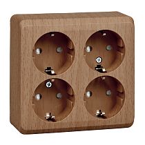 ЭТЮД открытая установка Бук Розетка 4-ая с заземлением со шторками Systeme Electric (Schneider Electric)