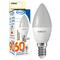 Лампа светодиодная IONICH декоративного освещения "свеча" ILED-SMD2835-C37-6Вт-540Лм-230В-4000К-E14