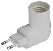 Переходник вилка ЭРА Е27 с выключателем, белый