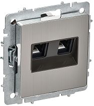 BRITE Розетка компьютерная двойная RJ45 кат.5E РК10-2-БрГН металл хром/никель IEK