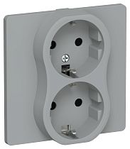 FLITE Розетка 2-местная с заземлением без защитных шторок безвинтовое крепление 16А РС12-1-К-ФлС серый IEK