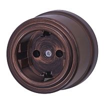 Розетка с заземляющим контактом,серия "ЛИЗЕТТА", пластик, цвет Медный век Bironi