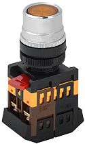 Кнопка ABLF-22 желтый d22мм неон/240В 1з+1р  IEK