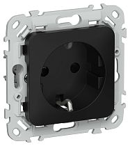 FLITE Розетка с заземлением с защитными шторками 16А РСш11-0-ФлЧ черный IEK