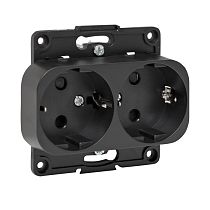 Стокгольм Механизм Розетки 2-местной с/з 16А черный с защ. штор. EKF PROxima
