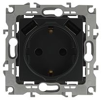 Розетка ЭРА Elegance 14-4109-05 антрацит с заземлением со шторками с USB 5В-3А